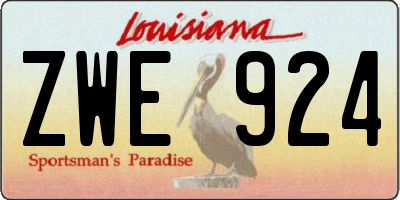 LA license plate ZWE924