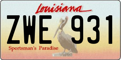 LA license plate ZWE931