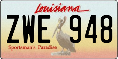 LA license plate ZWE948