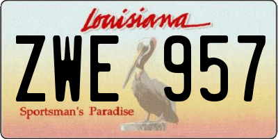 LA license plate ZWE957