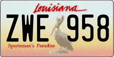 LA license plate ZWE958
