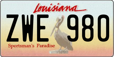 LA license plate ZWE980