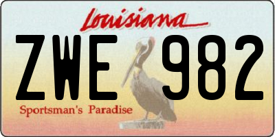 LA license plate ZWE982