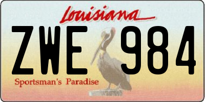 LA license plate ZWE984