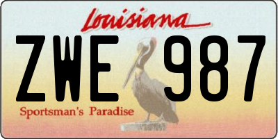 LA license plate ZWE987