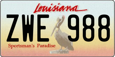 LA license plate ZWE988