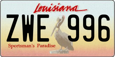 LA license plate ZWE996