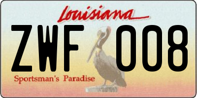 LA license plate ZWF008