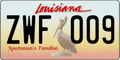 LA license plate ZWF009