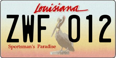 LA license plate ZWF012