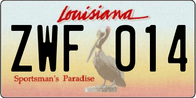 LA license plate ZWF014