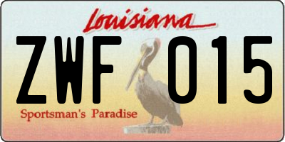 LA license plate ZWF015