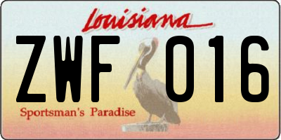 LA license plate ZWF016