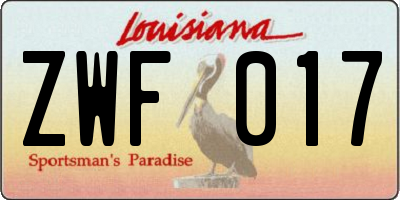 LA license plate ZWF017