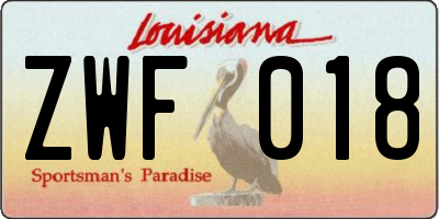 LA license plate ZWF018