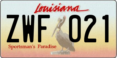 LA license plate ZWF021