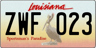 LA license plate ZWF023
