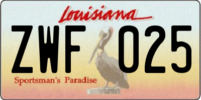 LA license plate ZWF025