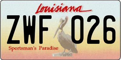 LA license plate ZWF026