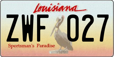 LA license plate ZWF027