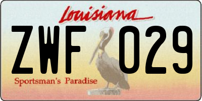 LA license plate ZWF029