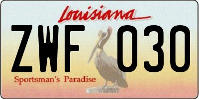 LA license plate ZWF030