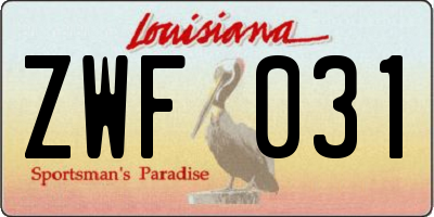 LA license plate ZWF031