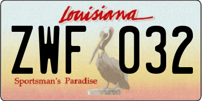 LA license plate ZWF032