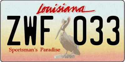 LA license plate ZWF033