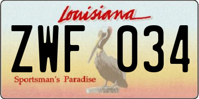 LA license plate ZWF034