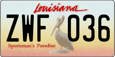 LA license plate ZWF036