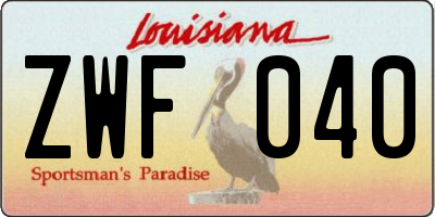 LA license plate ZWF040