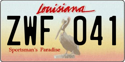 LA license plate ZWF041