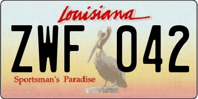 LA license plate ZWF042