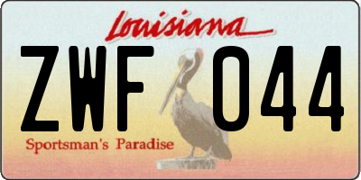 LA license plate ZWF044