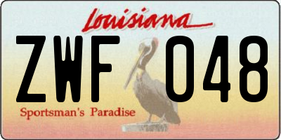 LA license plate ZWF048