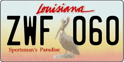 LA license plate ZWF060