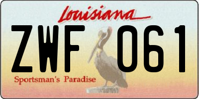 LA license plate ZWF061
