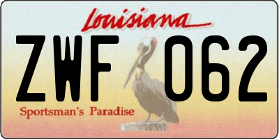 LA license plate ZWF062
