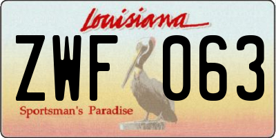 LA license plate ZWF063