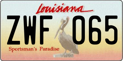 LA license plate ZWF065