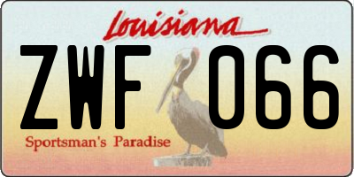 LA license plate ZWF066