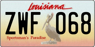 LA license plate ZWF068