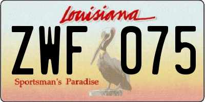 LA license plate ZWF075