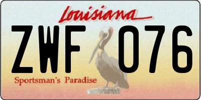 LA license plate ZWF076