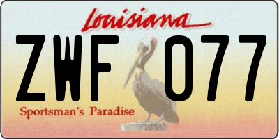 LA license plate ZWF077