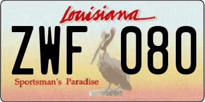 LA license plate ZWF080