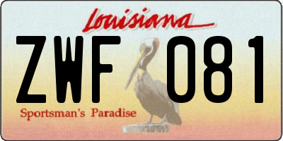 LA license plate ZWF081