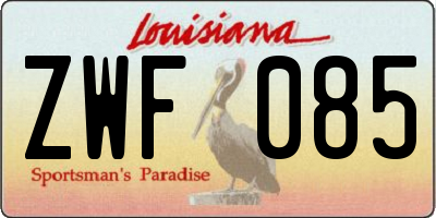 LA license plate ZWF085