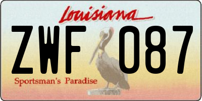 LA license plate ZWF087